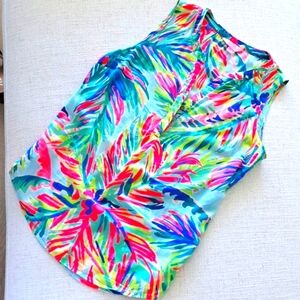 Lily Pulitzer tropical pink & green tank top S